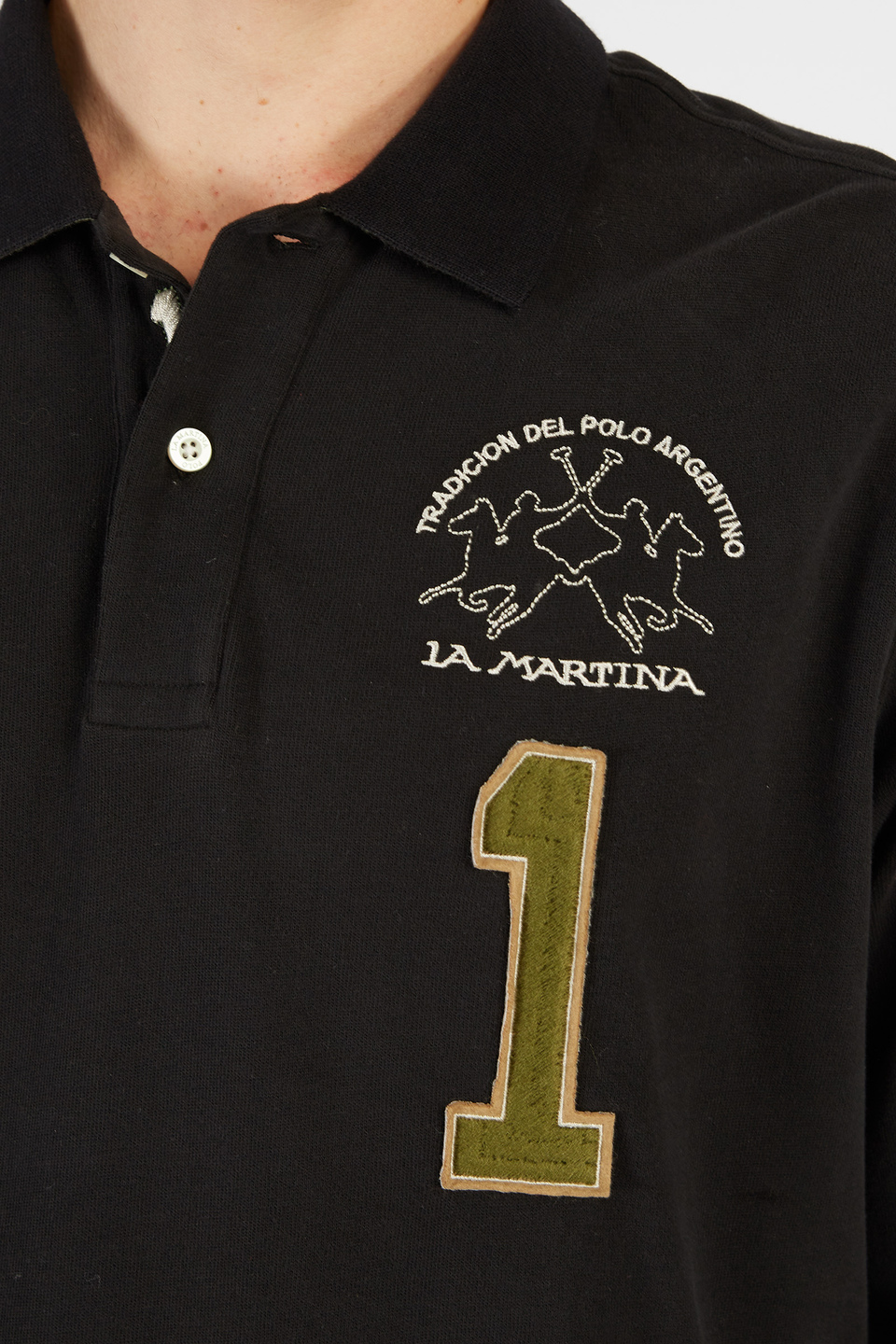 Polo Iconos pour hommes à manches longues en coton coupe régulière | La Martina - Official Online Shop