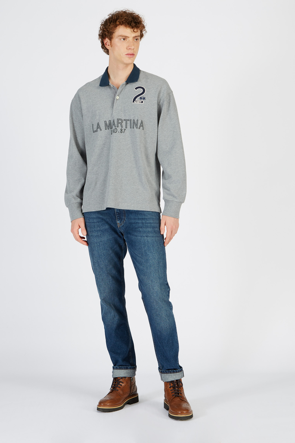 Polo da uomo in cotone 100% maniche lunghe comfort fit | La Martina - Official Online Shop