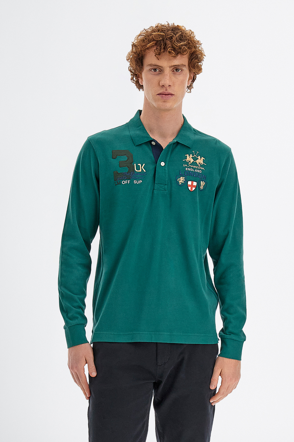 Polo Inmortales pour hommes à manches longues en jersey de coton | La Martina - Official Online Shop