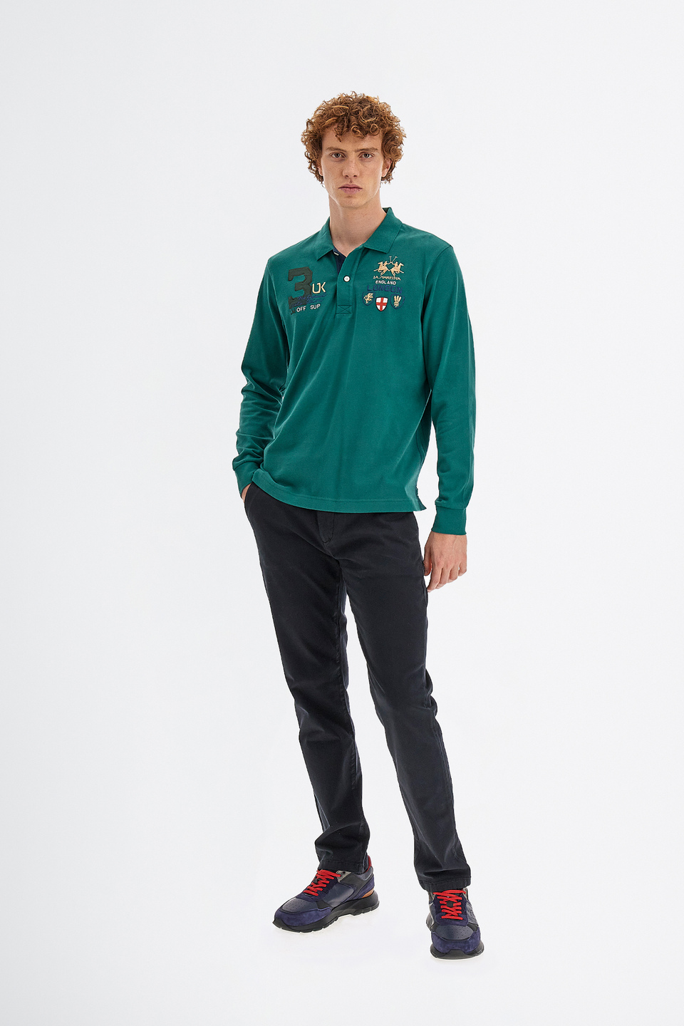 Polo Inmortales pour hommes à manches longues en jersey de coton | La Martina - Official Online Shop
