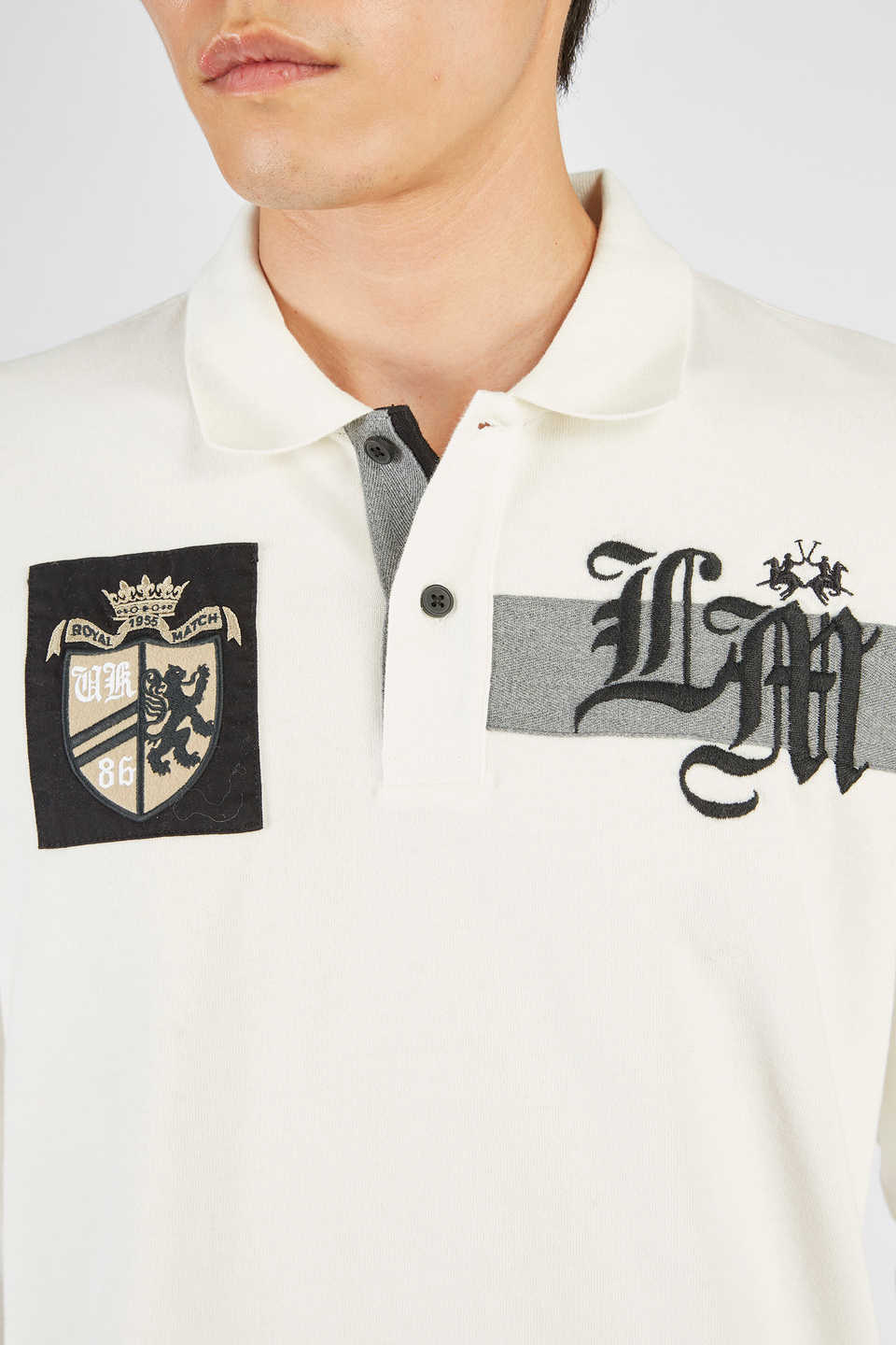 Herren-Poloshirt mit langen Ärmeln aus Jersey-Baumwolle | La Martina - Official Online Shop