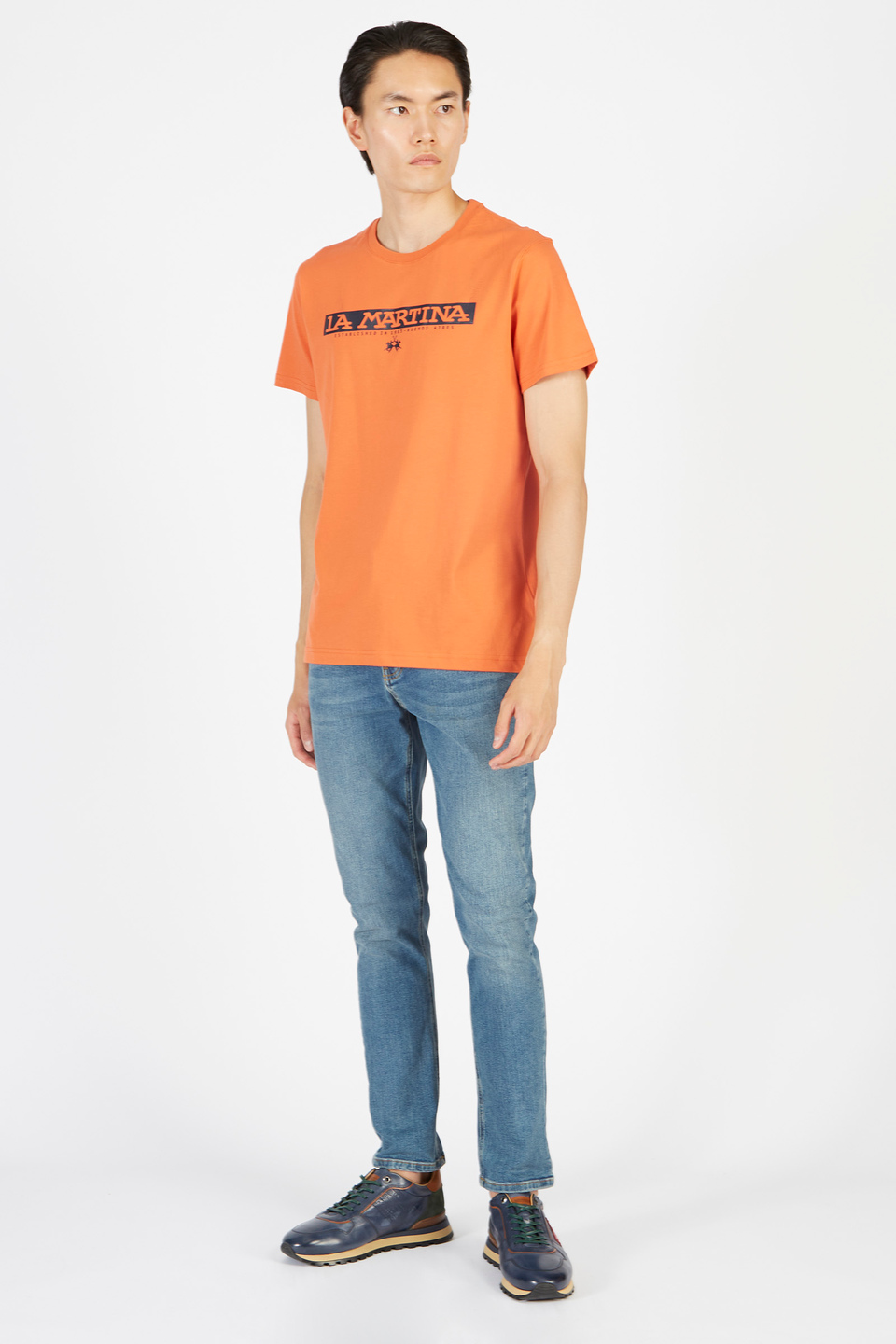 Men’s short-sleeved regular fit crew neck t-shirt | La Martina - Official Online Shop