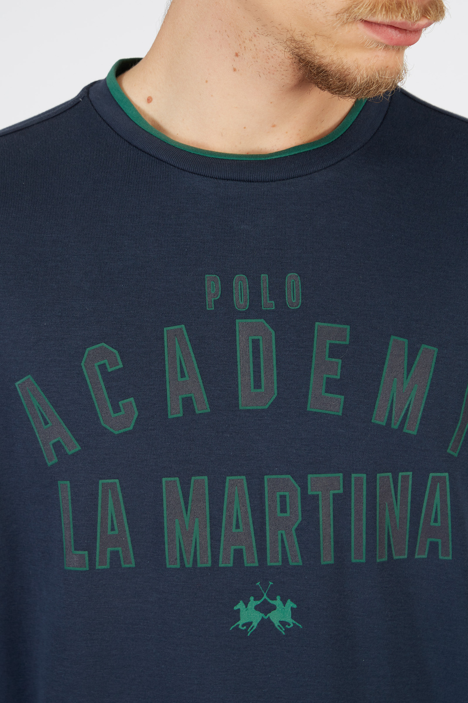 T-shirt homme à manches longues motif ras du cou coupe classique | La Martina - Official Online Shop
