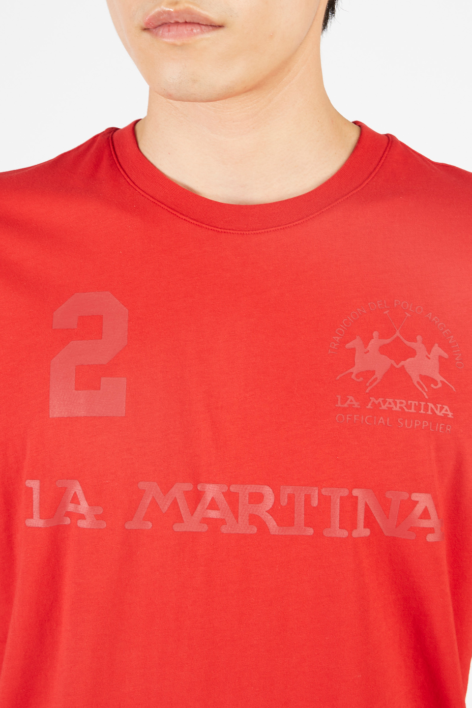 Kurzarm-T-Shirt aus 100% Baumwolle mit Rundhalsausschnitt | La Martina - Official Online Shop