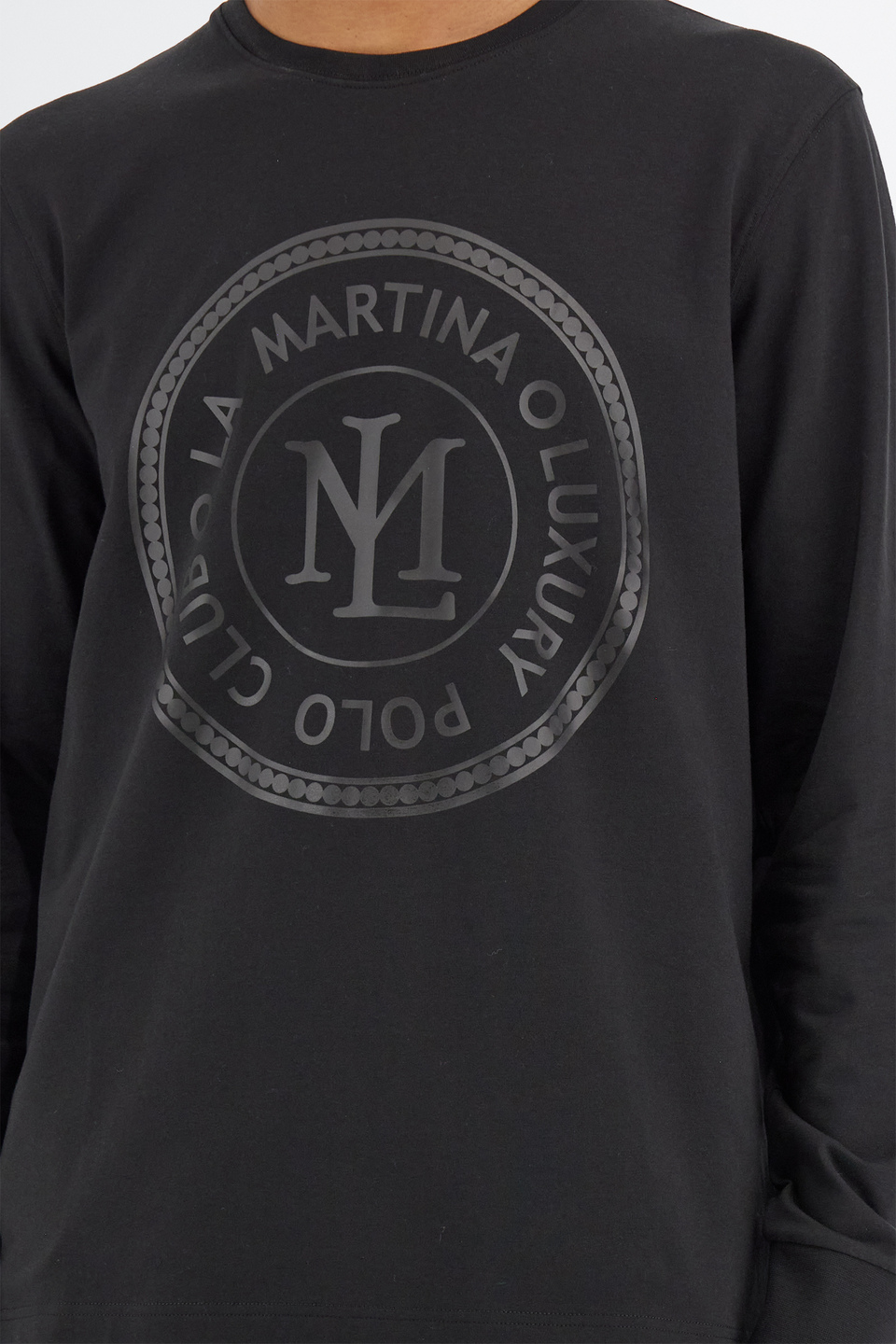 T-shirt à manches longues à col rond hommes coupe classique | La Martina - Official Online Shop
