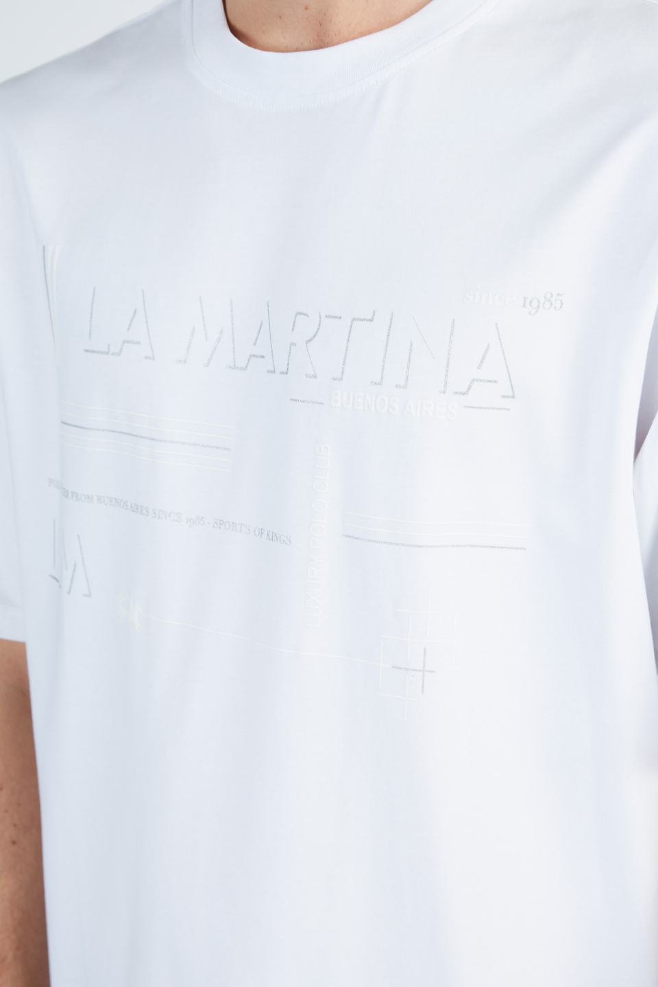 T-shirt en coton extensible à col rond à manches courtes pour hommes coupe classique | La Martina - Official Online Shop