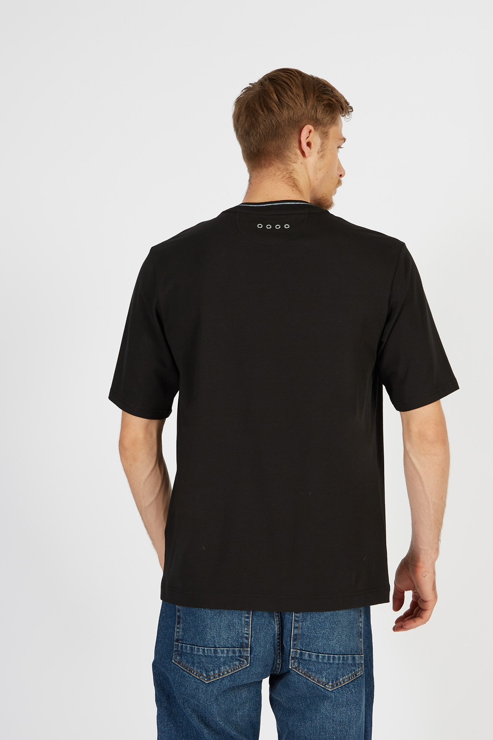 Camiseta de algodón elástico de cuello redondo de manga corta para hombre y ajuste regular | La Martina - Official Online Shop
