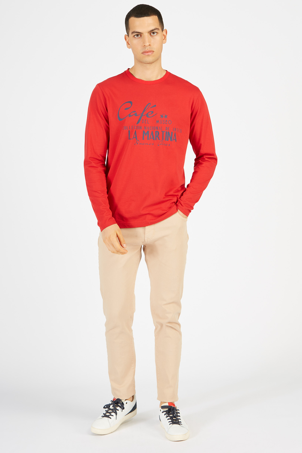 Men’s 100% regular fit cotton long sleeve t-shirt | La Martina - Official Online Shop