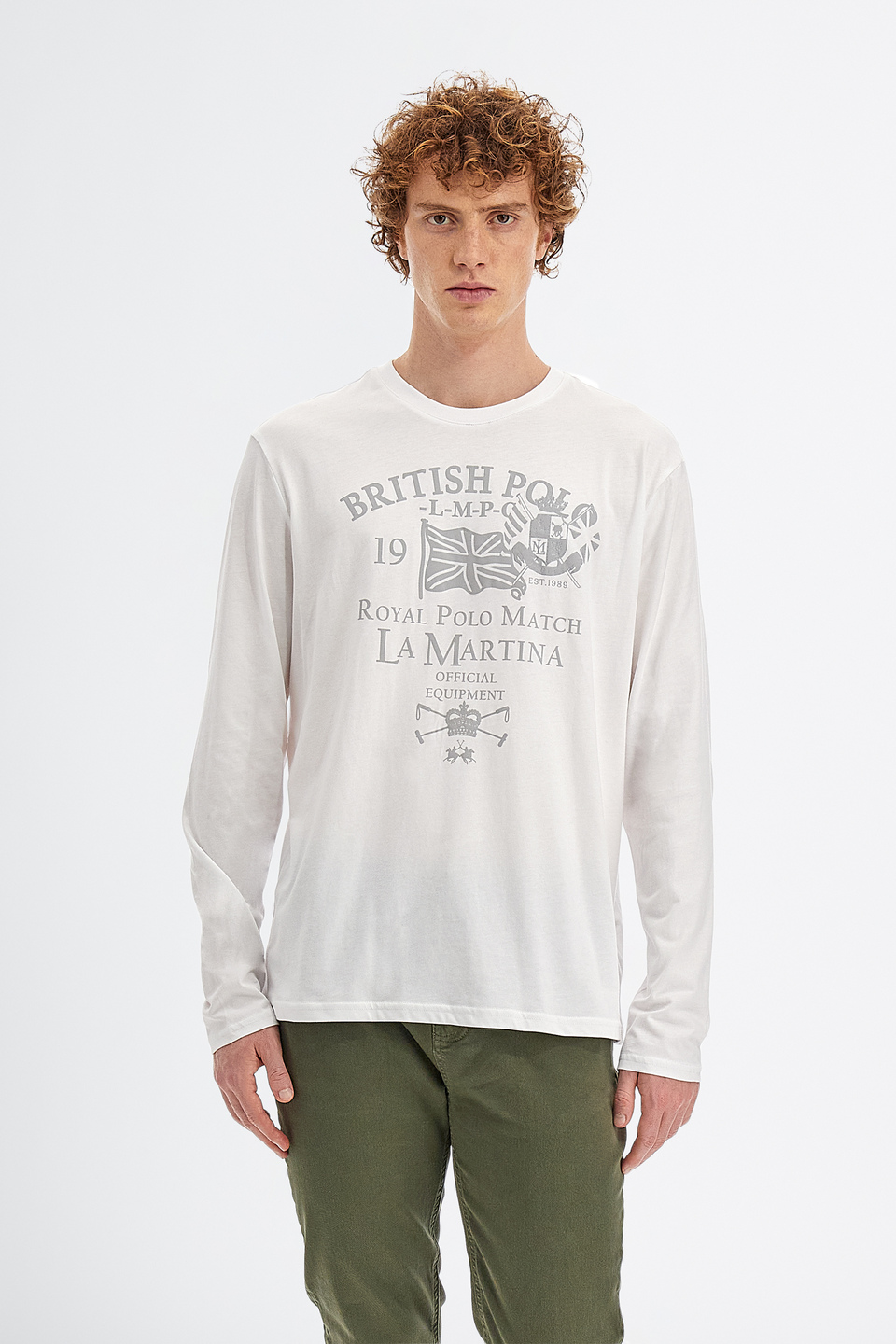 Camiseta de manga larga de algodón 100% regular para hombre | La Martina - Official Online Shop