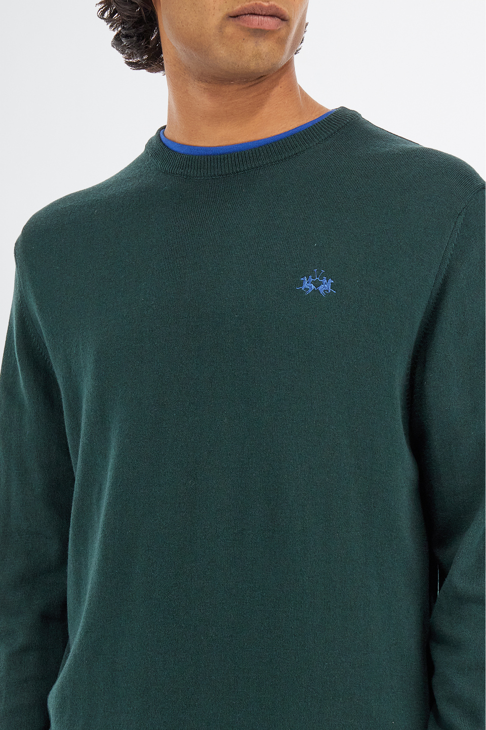Maglia tricot da uomo a maniche lunghe in cotone misto lana regular fit | La Martina - Official Online Shop