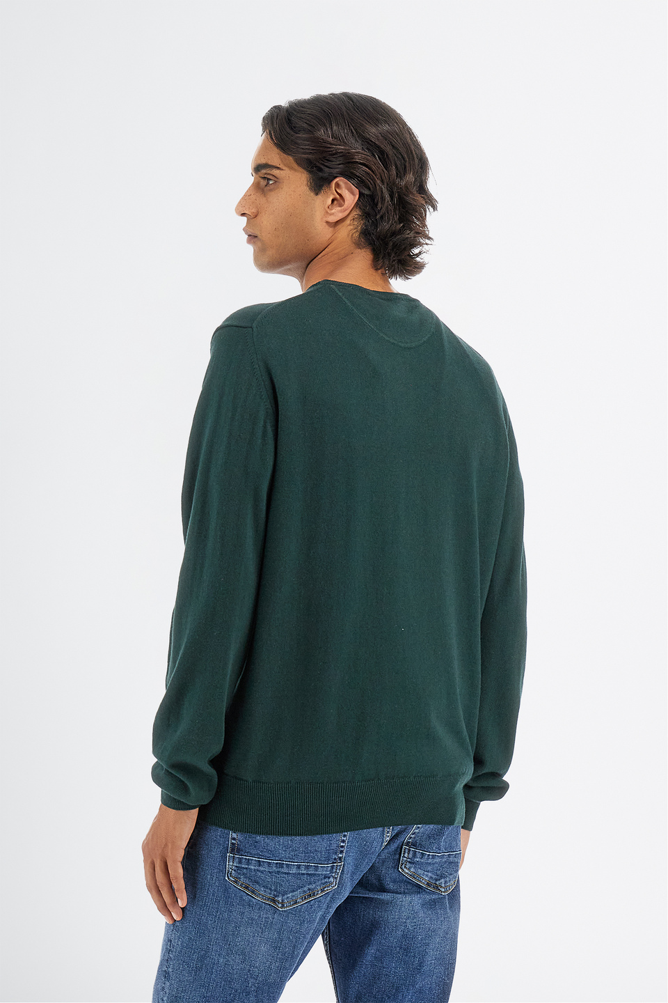 Men’s knitted sweater with long sleeves in cotton and wool blend regular fit | La Martina - Official Online Shop