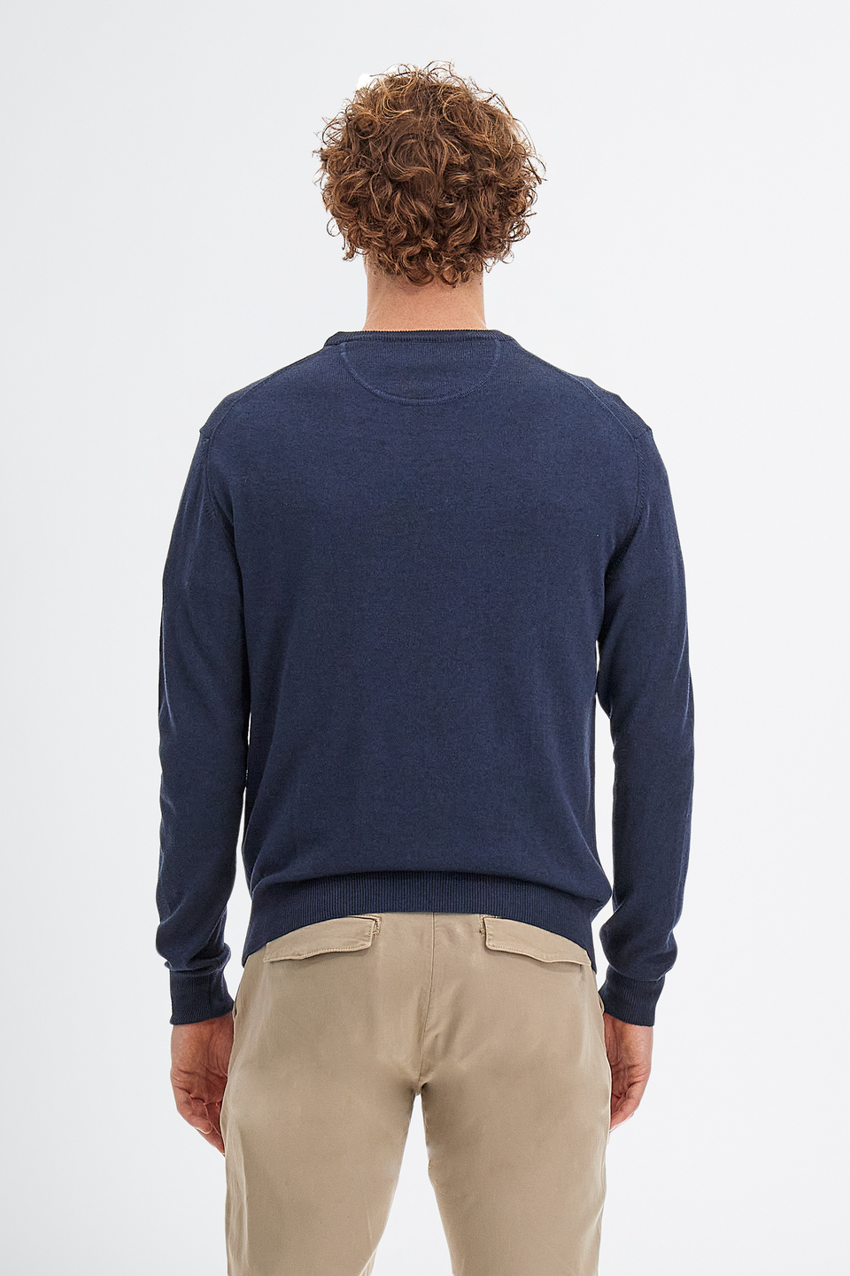 Pull tricot pour homme à manches longues en coton mélangé laine coupe classique | La Martina - Official Online Shop