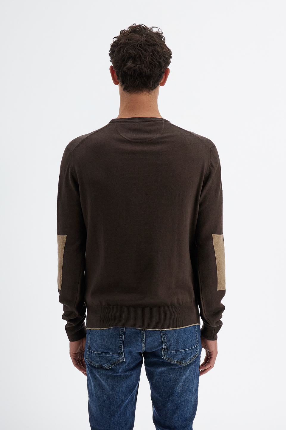 Jersey de punto de manga larga para hombre en mezcla de algodón corte regular con cuello redondo | La Martina - Official Online Shop