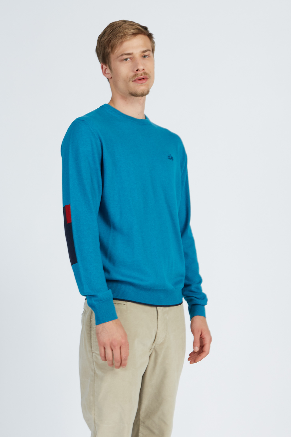 Pull tricot pour homme à manches longues en coton mélangé en laine coupe classique | La Martina - Official Online Shop
