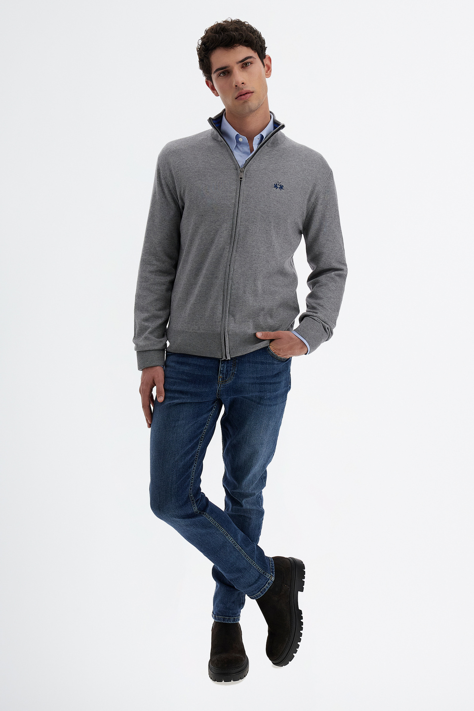 Wool sweater Essential high neck and regular fit zip | La Martina - Official Online Shop