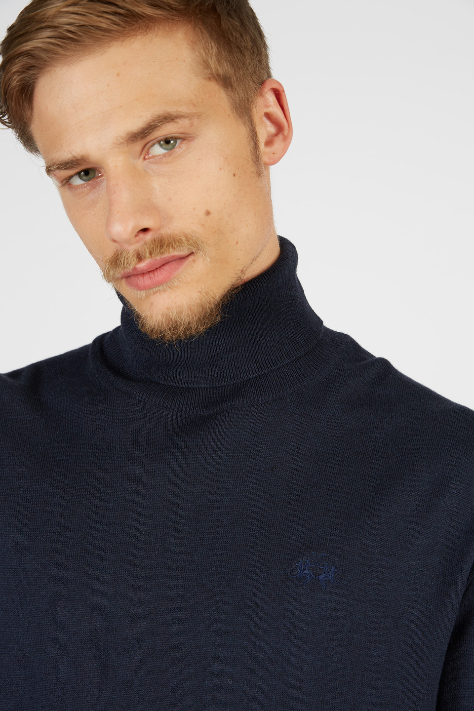 Maglia da uomo a maniche lunghe collo alto in misto cotone e lana regular fit | La Martina - Official Online Shop