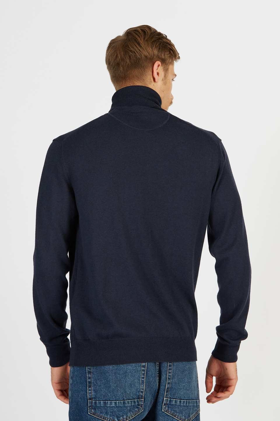 Maglia da uomo a maniche lunghe collo alto in misto cotone e lana regular fit | La Martina - Official Online Shop