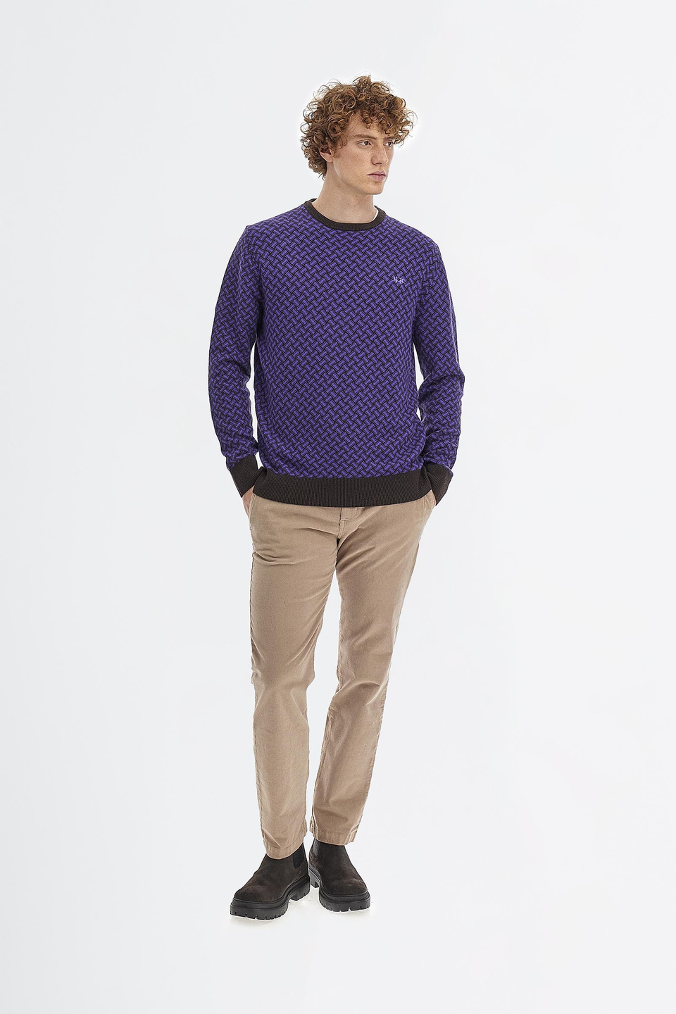 Men’s crew neck sweater Argentina with long sleeves in regular fit cashmere merino wool blend | La Martina - Official Online Shop