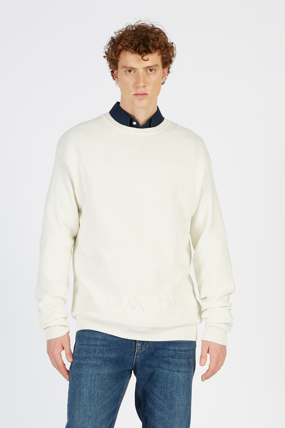 Men’s sweatshirt in cotton and wool with long sleeves oversize model | La Martina - Official Online Shop