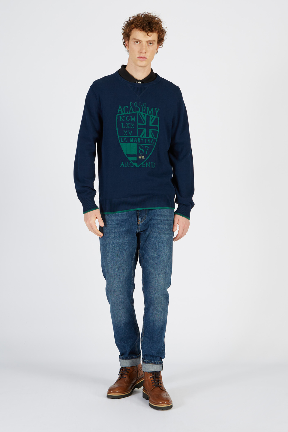 Comfort fit long sleeve cotton sweatshirt | La Martina - Official Online Shop