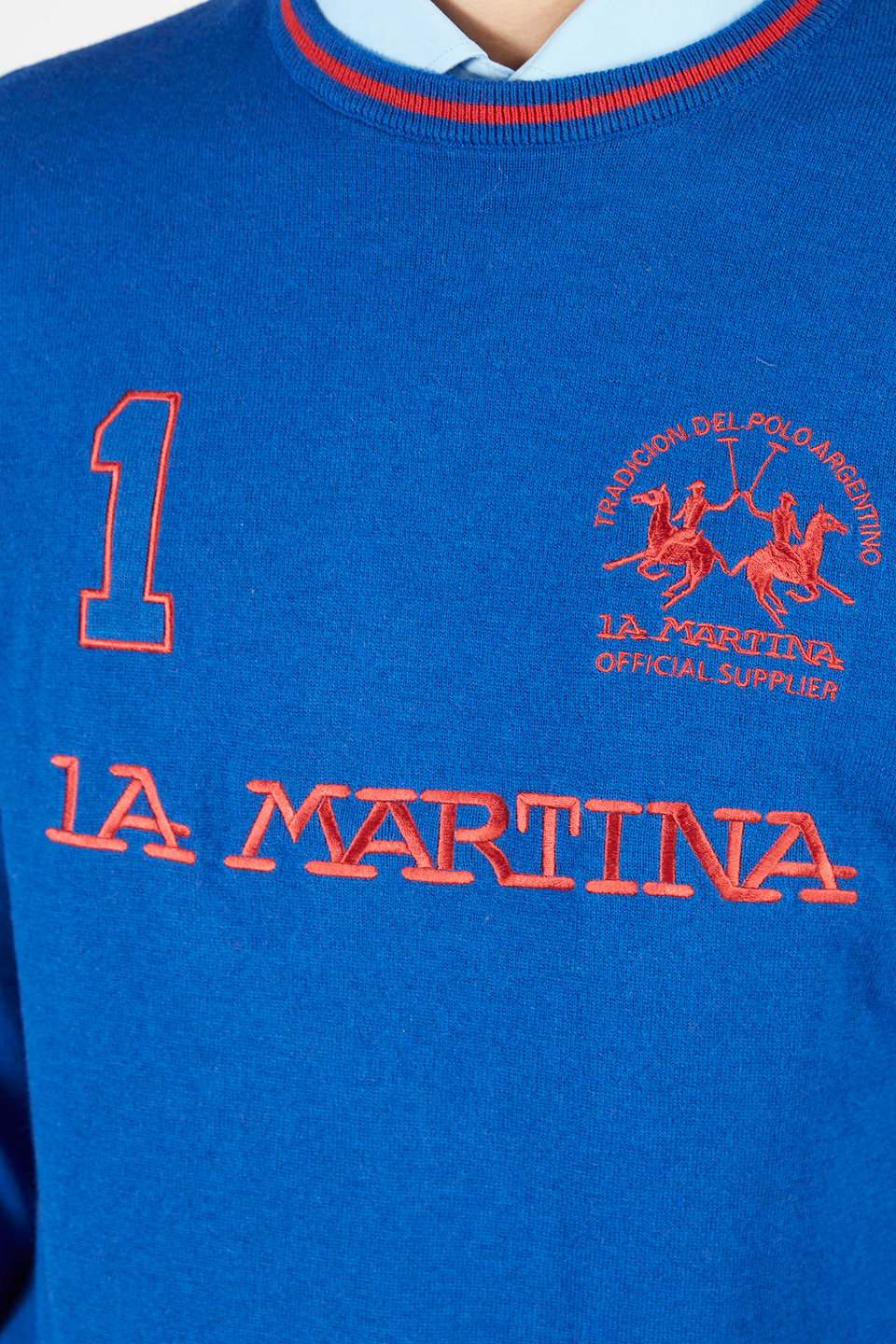 Suéter hombre de punto hilo de cordero ajuste regular cuello redondo | La Martina - Official Online Shop