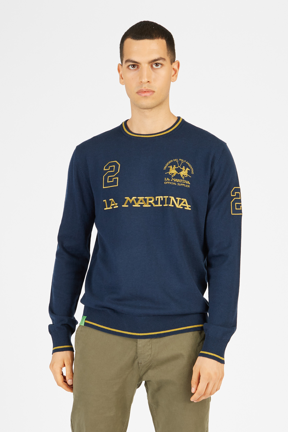 Maglia tricot da uomo in misto cotone girocollo regular fit | La Martina - Official Online Shop