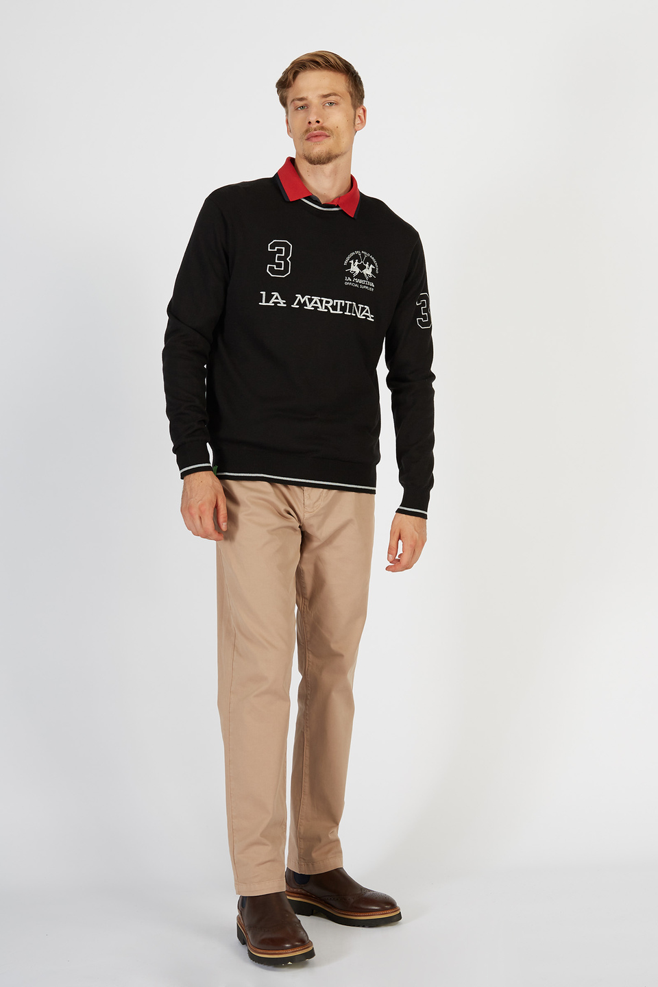 Maglia tricot da uomo in misto cotone girocollo regular fit | La Martina - Official Online Shop