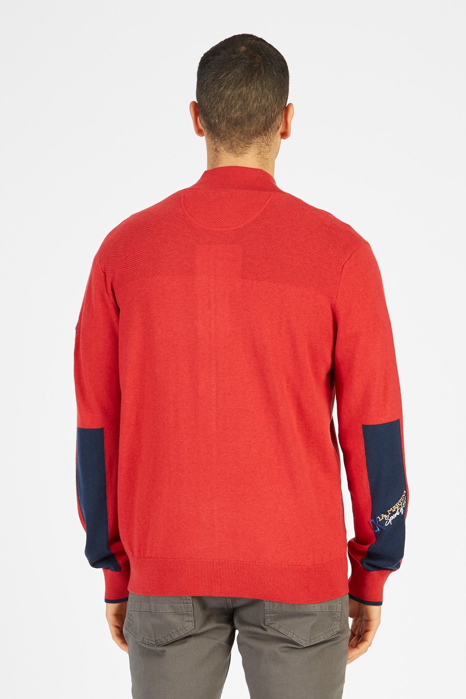 Chandail en tricot pour hommes avec manches longues en mélange coton et fermeture éclair | La Martina - Official Online Shop