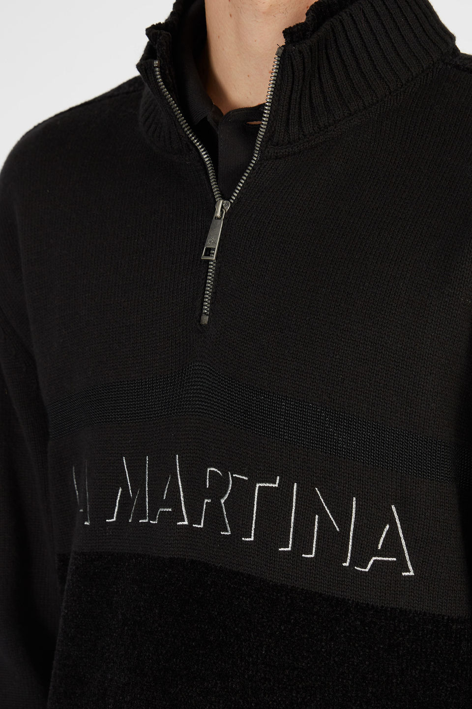 Herrenstrickpullover mit langen Ärmeln aus Baumwoll- und Wollmischung | La Martina - Official Online Shop