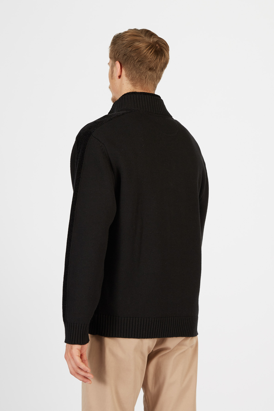 Men’s knit sweater with long sleeves in cotton and wool blend comfort fit | La Martina - Official Online Shop