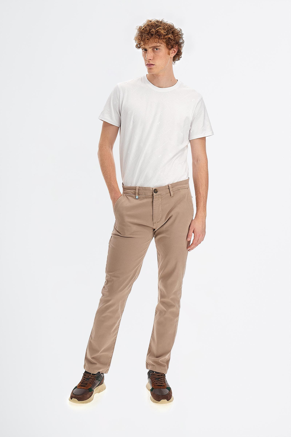 OVS Stretch cotton trousers with darts Light Beige | Mens Trousers •  Lacolinapadel