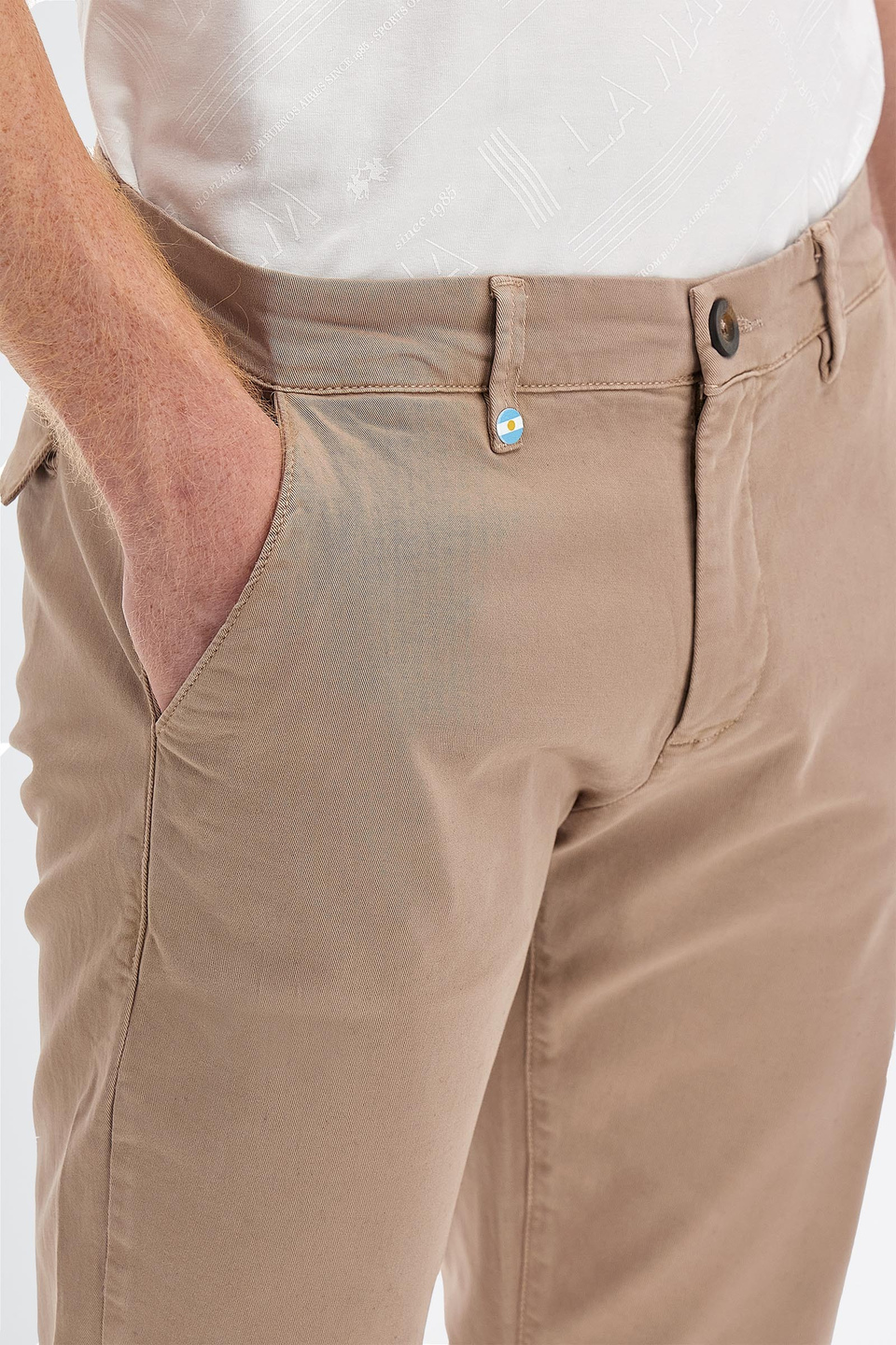 Pantalone da uomo in cotone twill stretch modello chino slim fit | La Martina - Official Online Shop