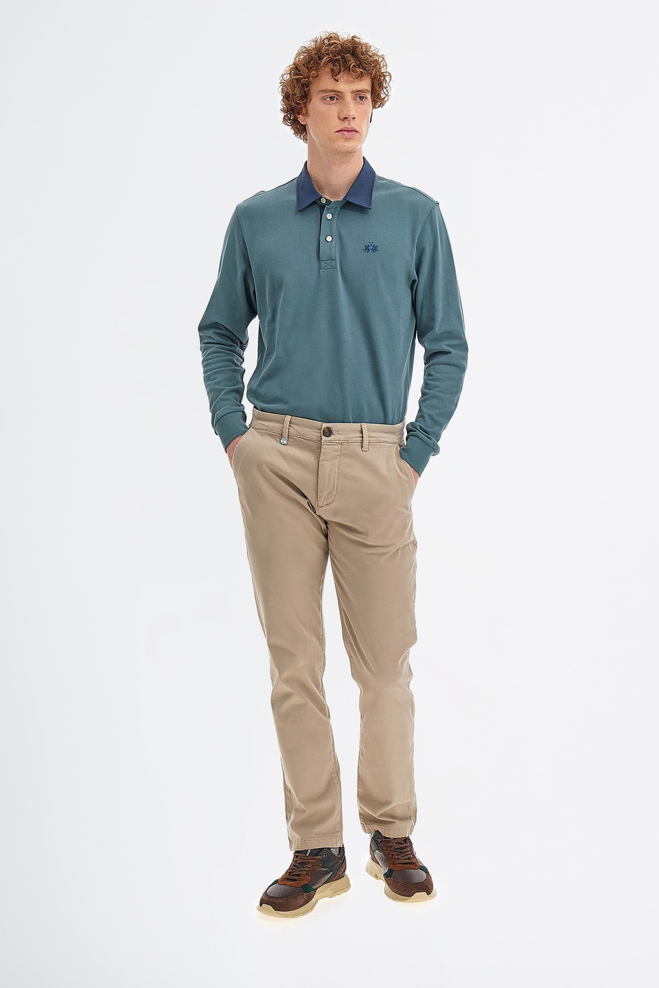 Pantalon en coton chino stretch slim pour homme | La Martina - Official Online Shop
