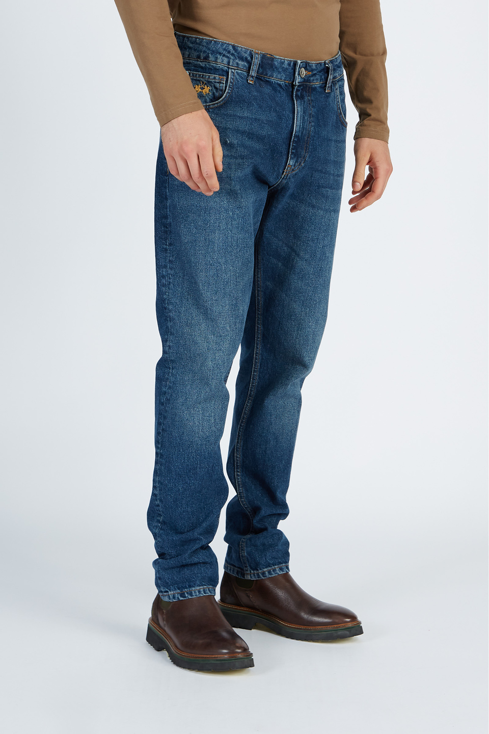 Pantalone da uomo modello 5 tasche in denim regular fit | La Martina - Official Online Shop