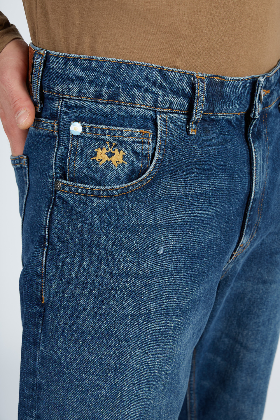 Pantalone da uomo modello 5 tasche in denim regular fit | La Martina - Official Online Shop
