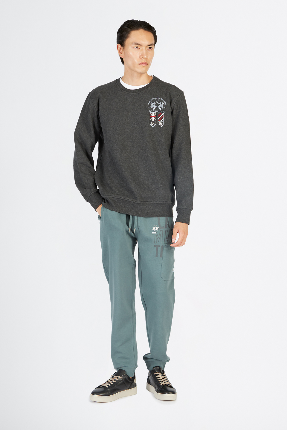 Pantalone da uomo modello jogger in cotone felpato regular fit | La Martina - Official Online Shop