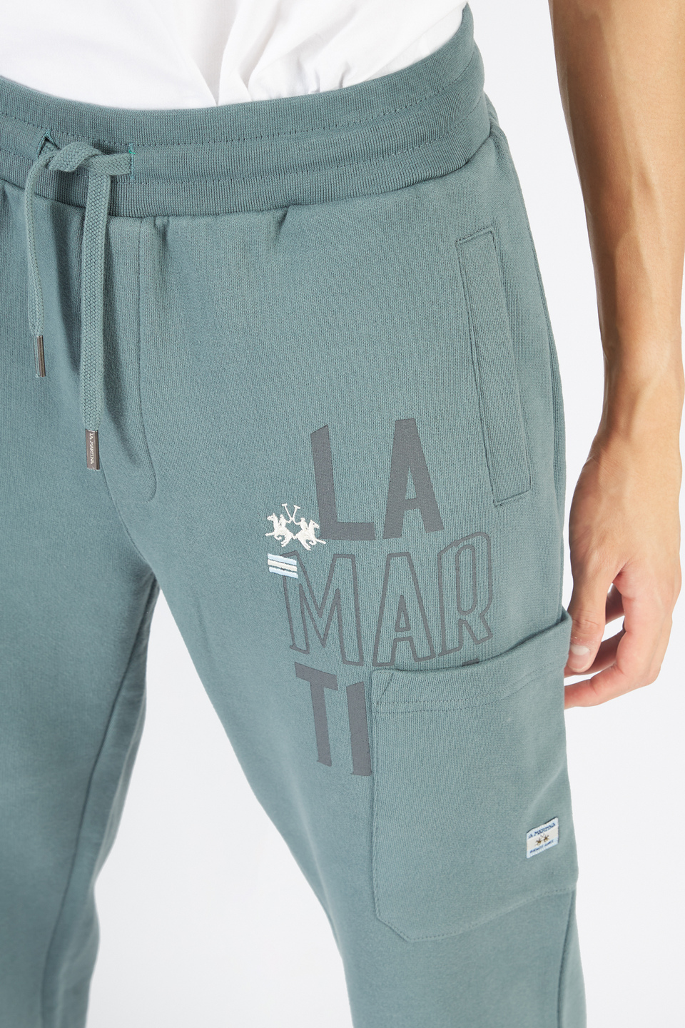 Pantalone da uomo modello jogger in cotone felpato regular fit | La Martina - Official Online Shop