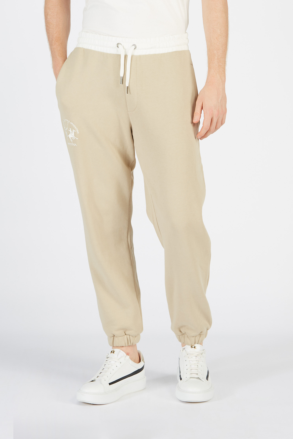 Comfort fit cotton jogger trousers for men Oxford Tan La Martina