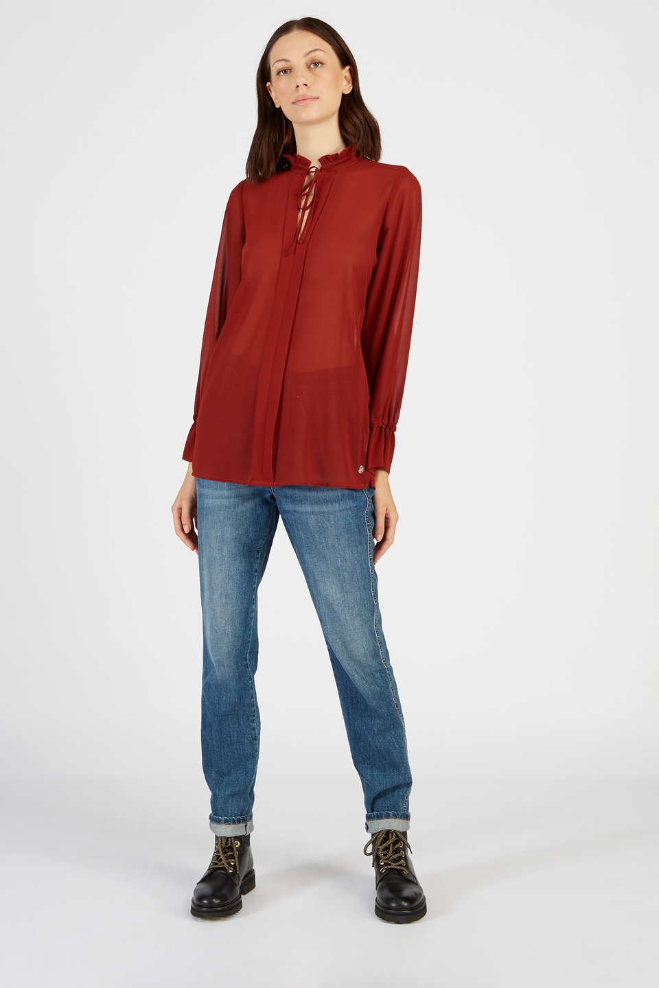 Women’s shirt Argentina fabric georgette regular fit long sleeves | La Martina - Official Online Shop