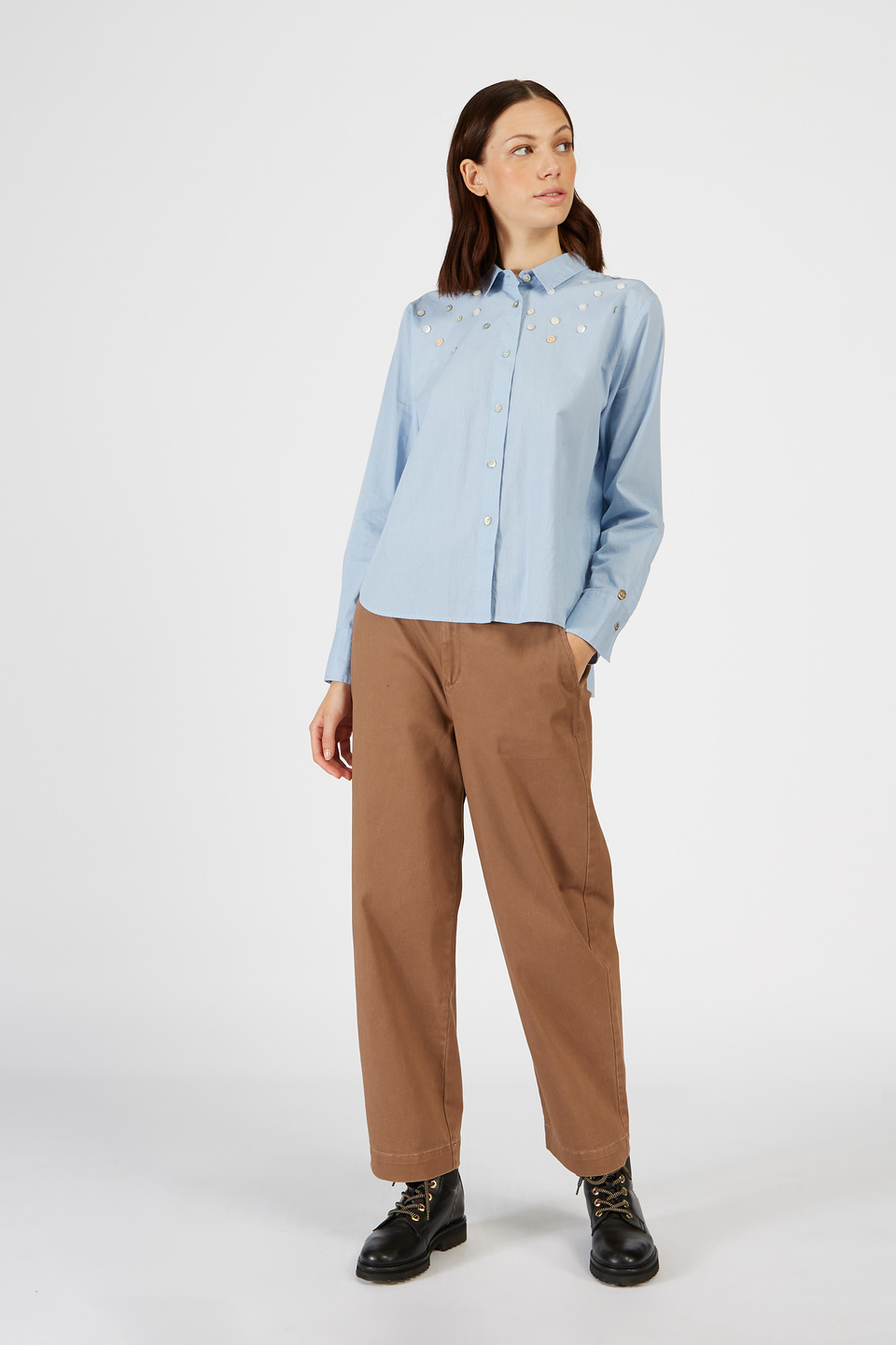 Woman regular fit long sleeve cotton shirt | La Martina - Official Online Shop