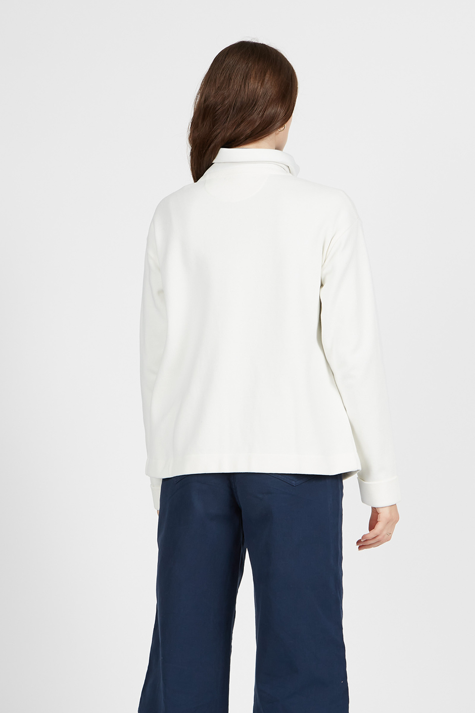 Women’s cotton high neck sweatshirt with regular fit zip front closure | La Martina - Official Online Shop