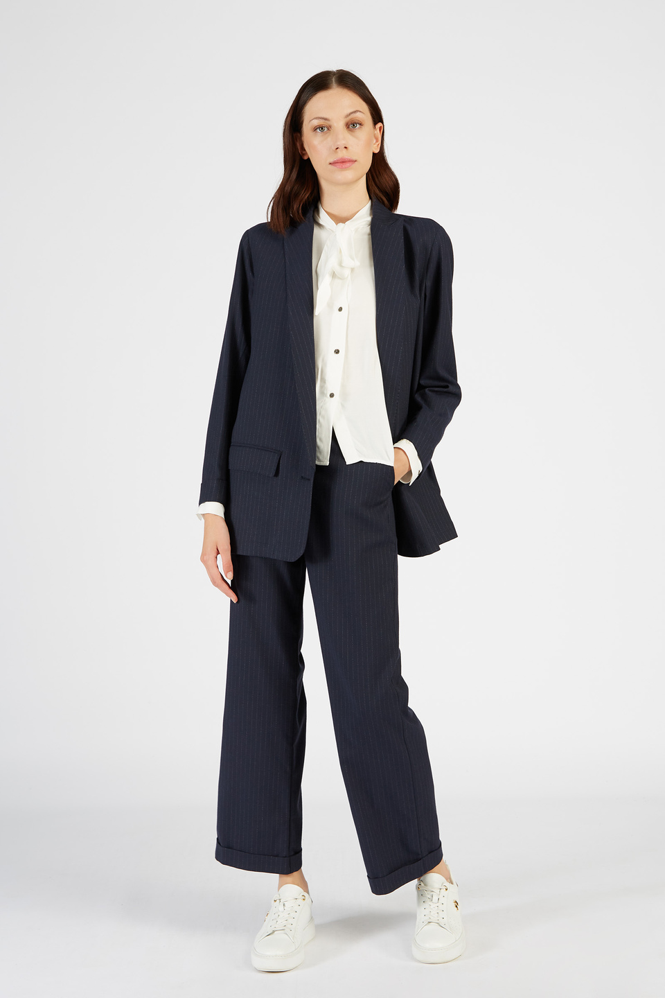 Einfarbiger Jacquard-Blazer für Damen mit Regular-Fit-Taschen | La Martina - Official Online Shop