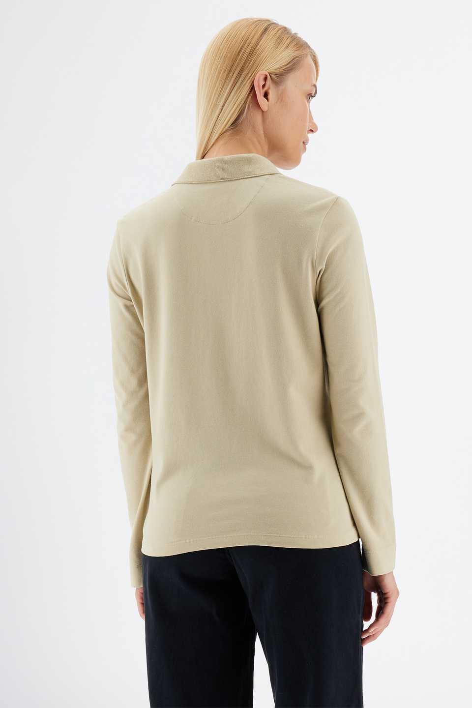 Women’s Timeless polo shirt with long sleeves in stretch cotton pique and regular fit | La Martina - Official Online Shop
