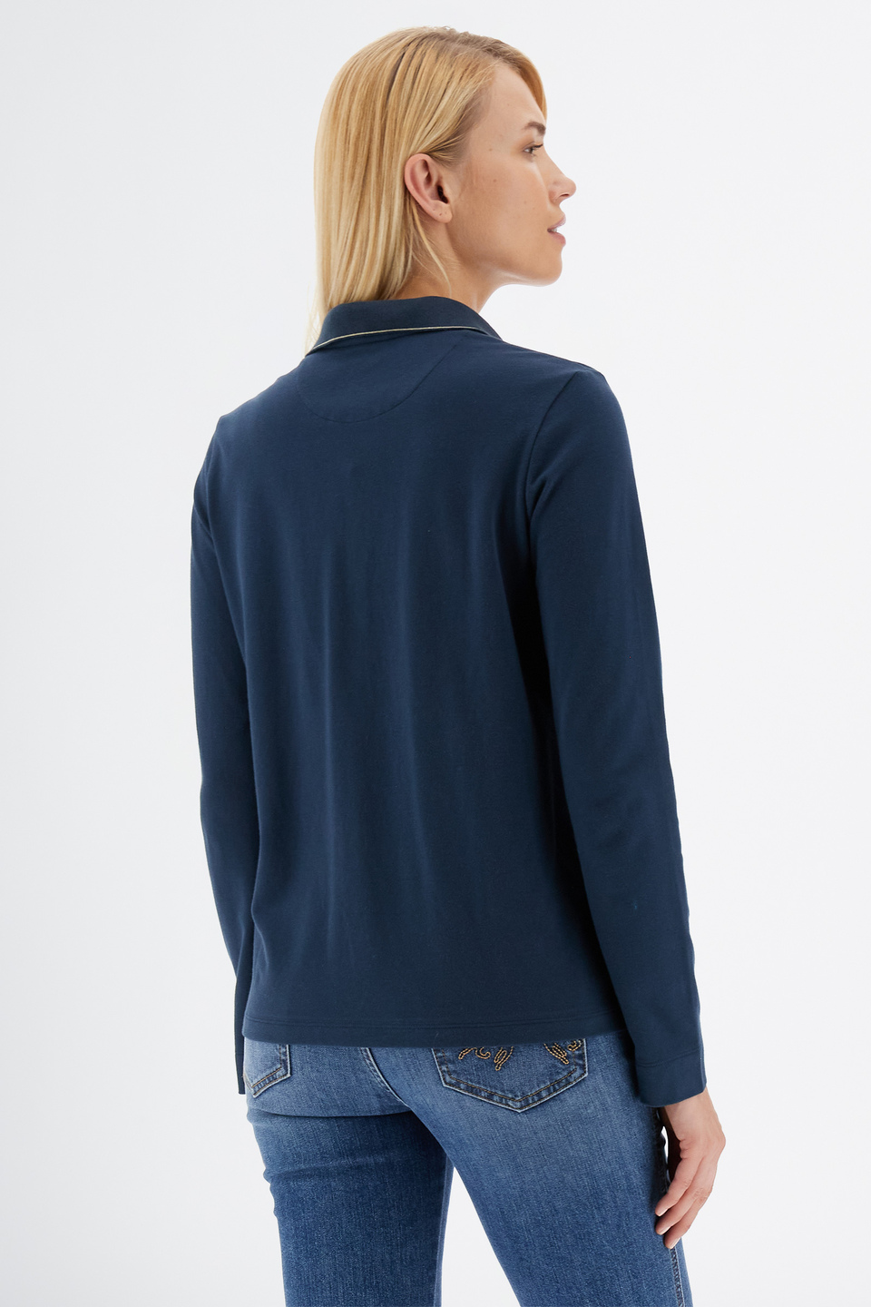 Timeless Damen Poloshirt mit langen Ärmeln aus Baumwollpiquet und regulärer Passform | La Martina - Official Online Shop