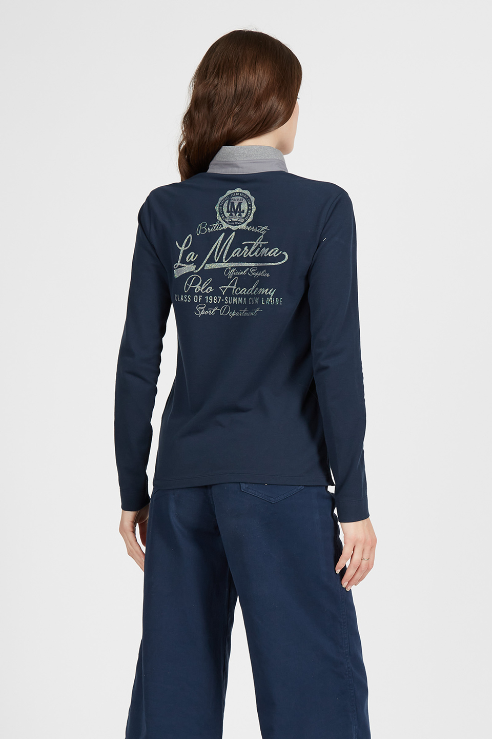 Damen Langarmshirt aus regular fit elastischer Baumwolle | La Martina - Official Online Shop