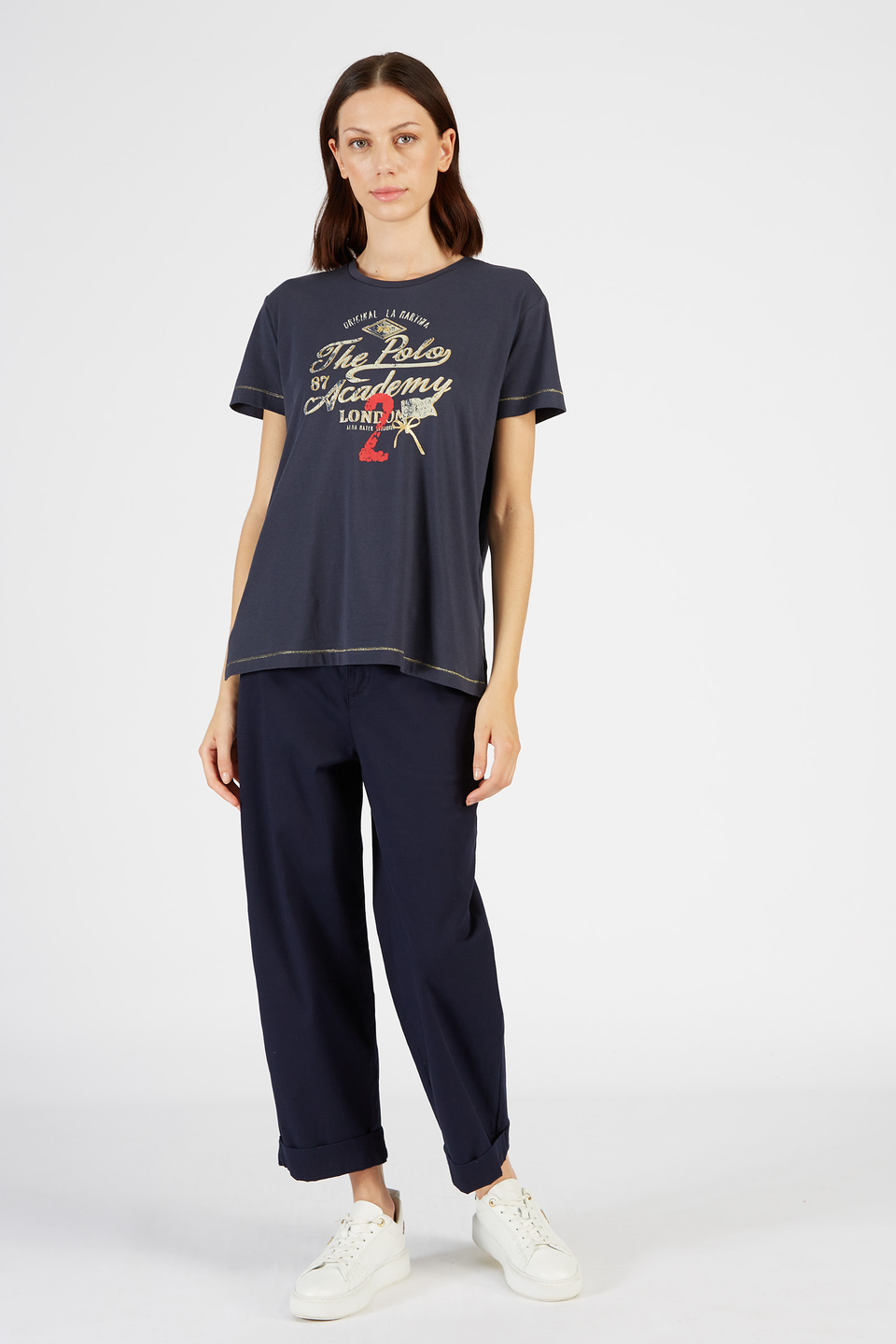 T-shirt en coton avec imprimé coupe classique | La Martina - Official Online Shop