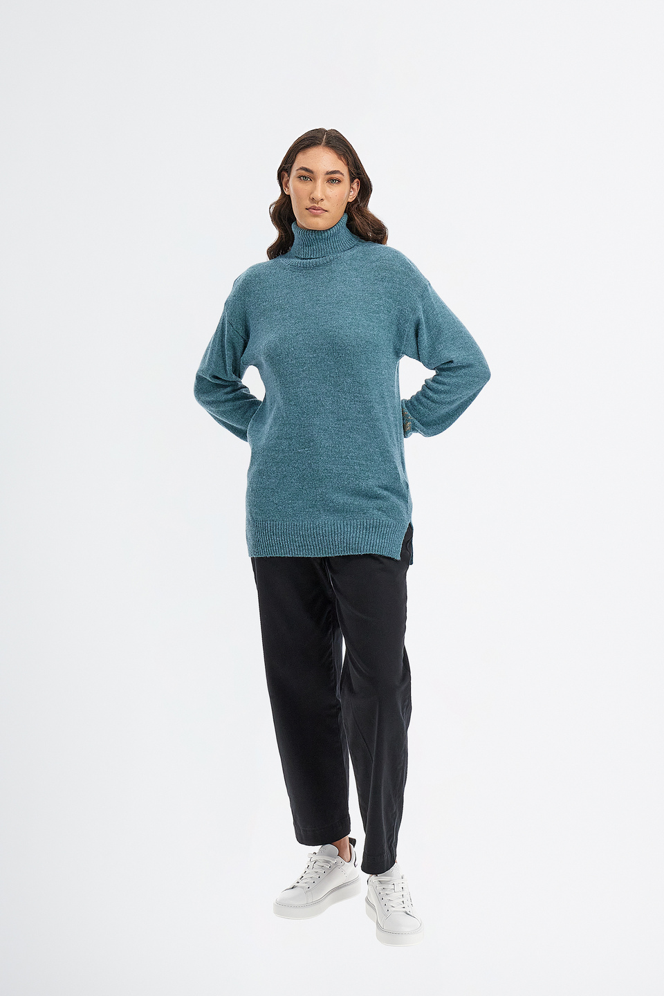 Damen Pullover mit hohem Kragen aus Alpaka mit regulärer Passform | La Martina - Official Online Shop
