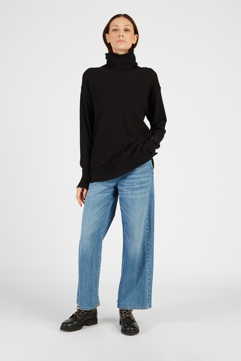 Damen Pullover mit hohem Kragen aus Alpaka mit regulärer Passform | La Martina - Official Online Shop