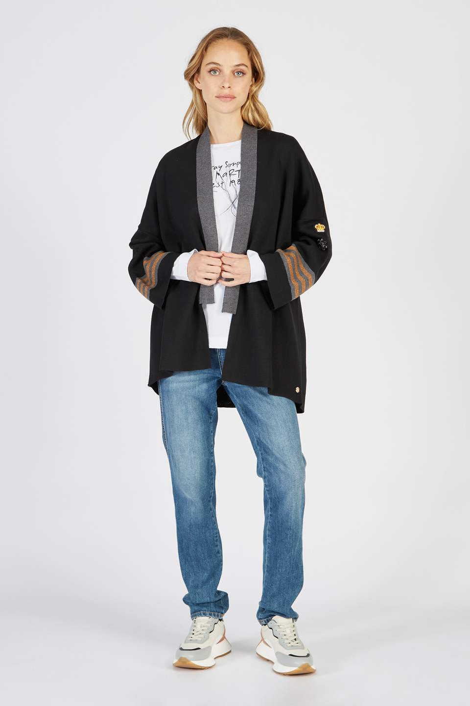Kimono femme en mélange de laine mérinos, coupe régulière | La Martina - Official Online Shop