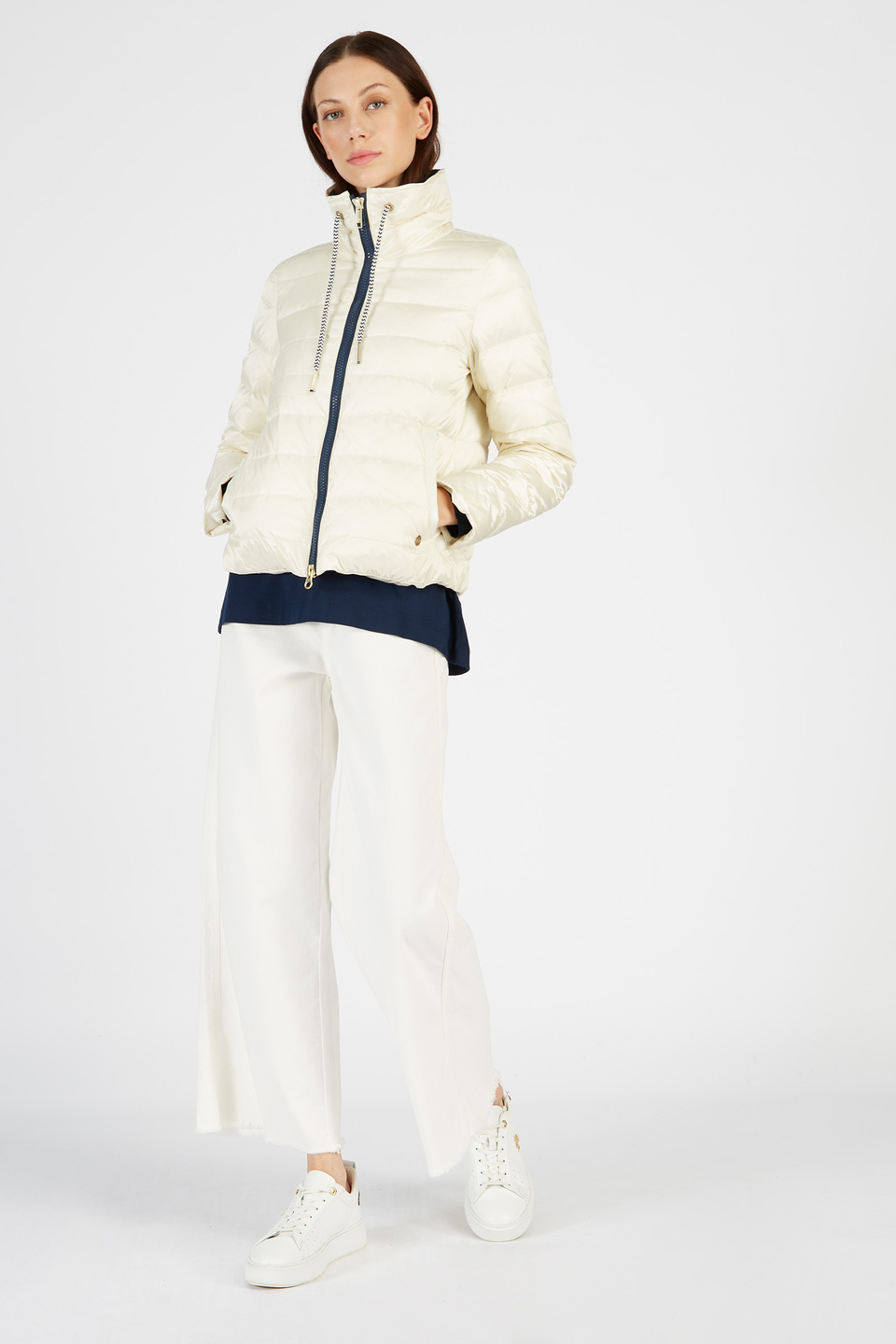 Large pantalon taille haute pour femme en coton stretch | La Martina - Official Online Shop